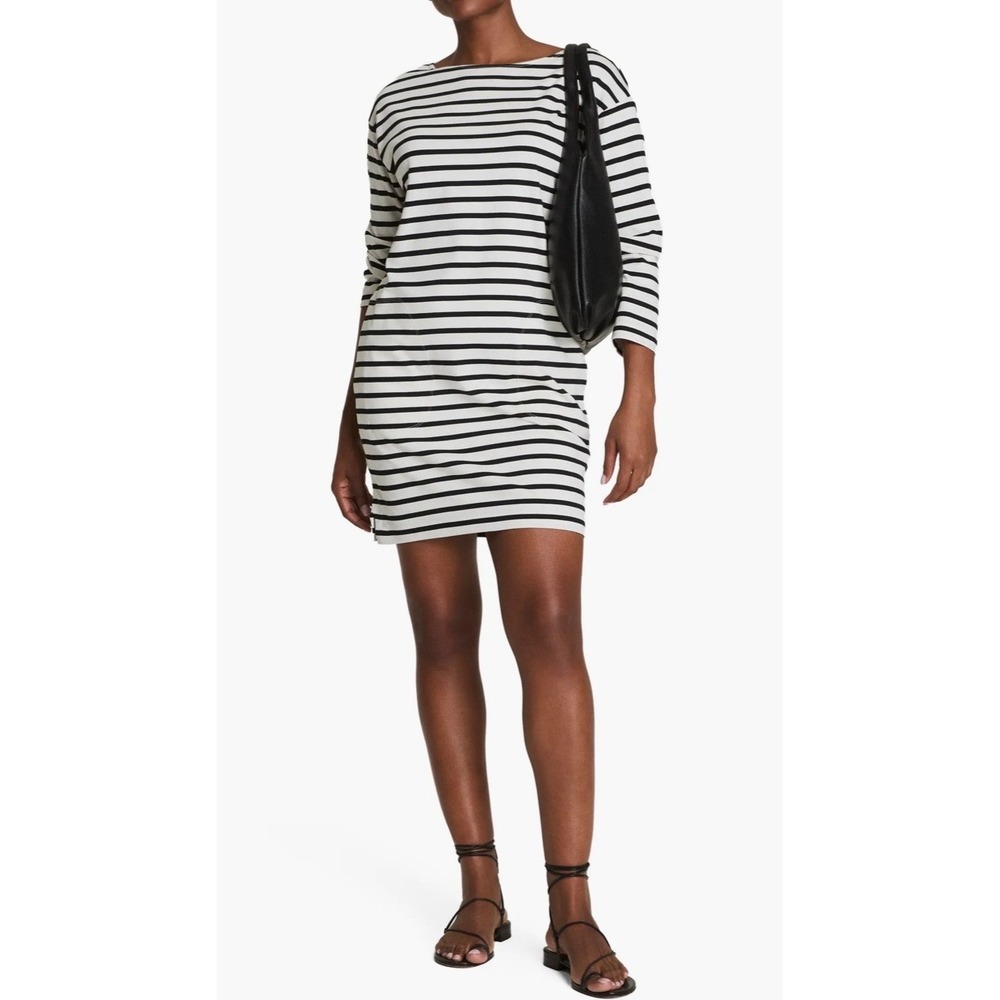 Spanx Cool Cotton Boatneck Mini Dress Yacht Stripe Size Small